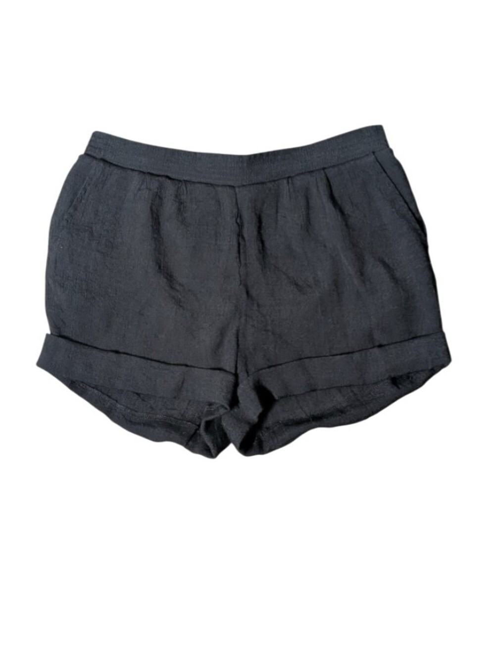 MNK Black High-Waist Linen Blend Shorts Size Medium